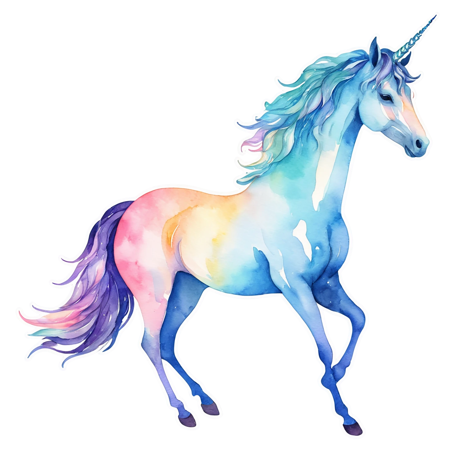 Unicorn watercolor sticker isolated on transparent background #22875