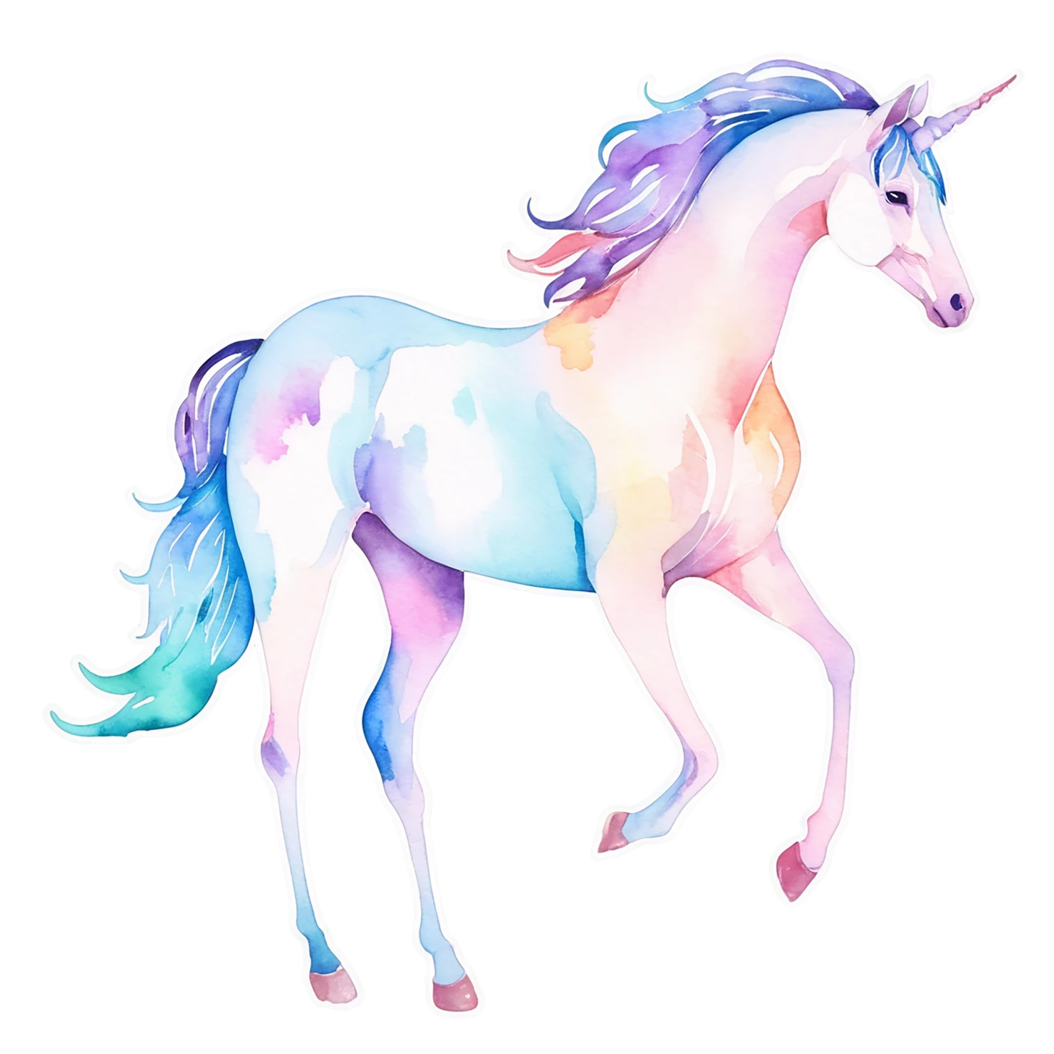 Unicorn watercolor sticker isolated on transparent background #22876