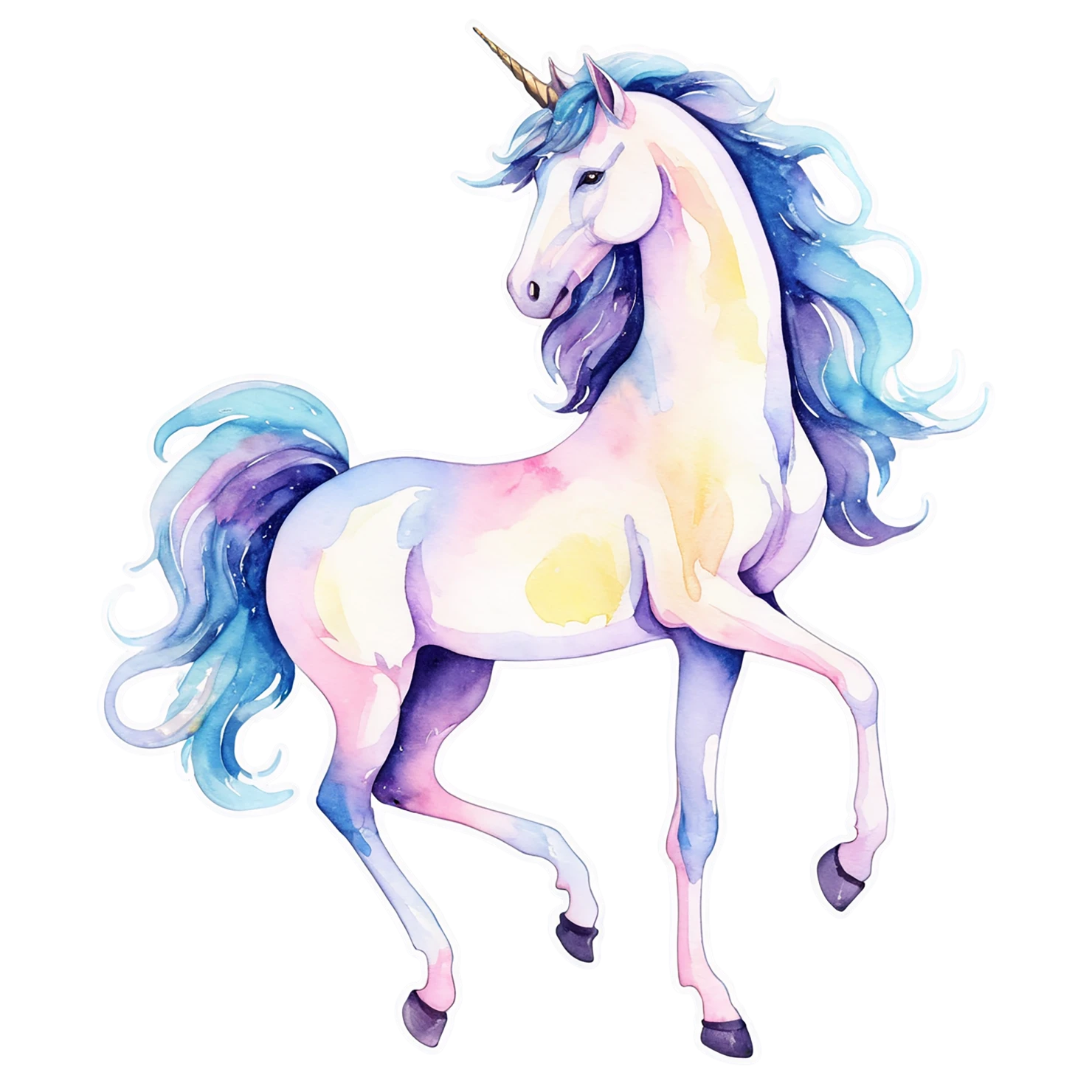 Unicorn watercolor sticker isolated on transparent background #22877