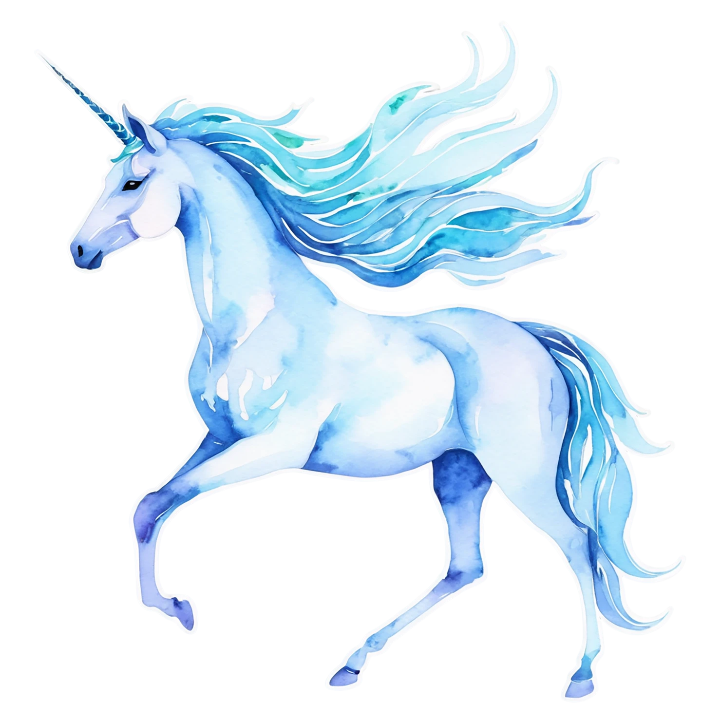 Unicorn watercolor sticker isolated on transparent background #22878