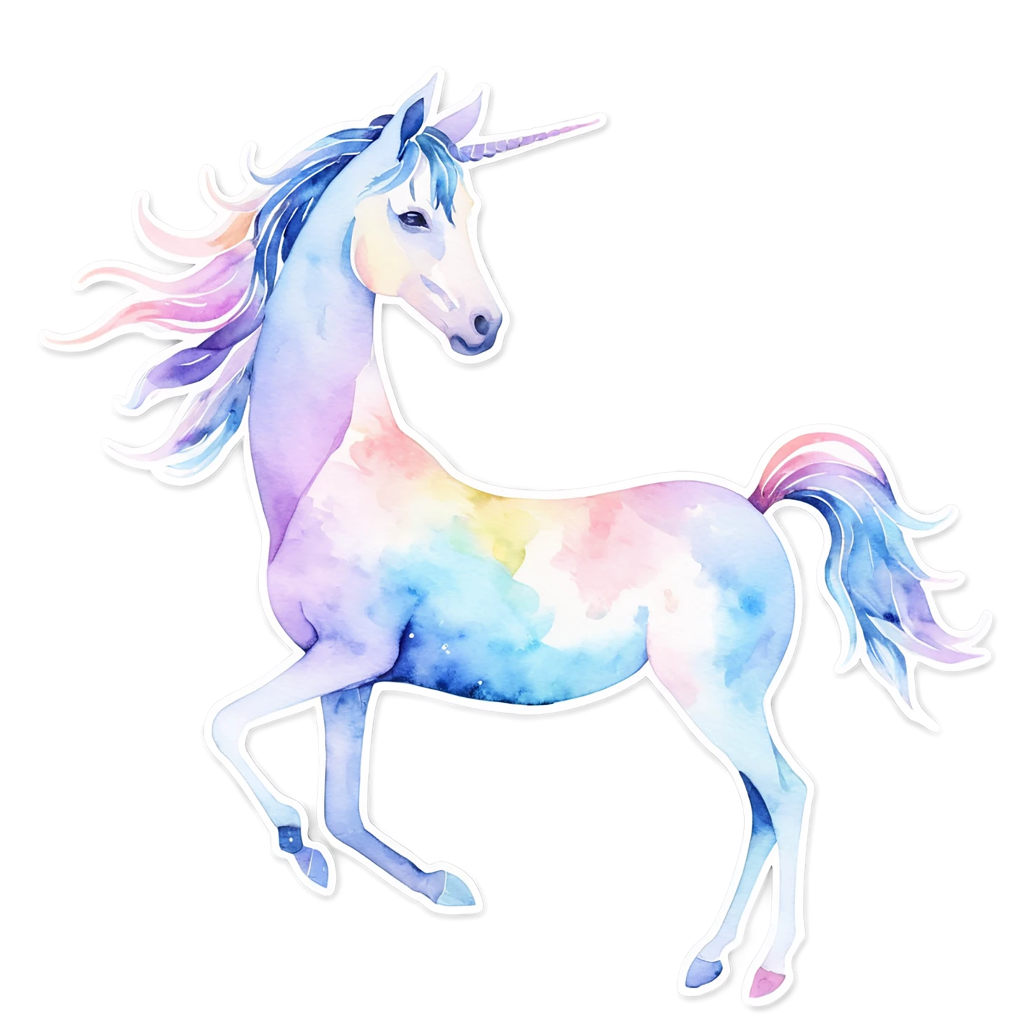 Unicorn watercolor sticker isolated on transparent background #22879