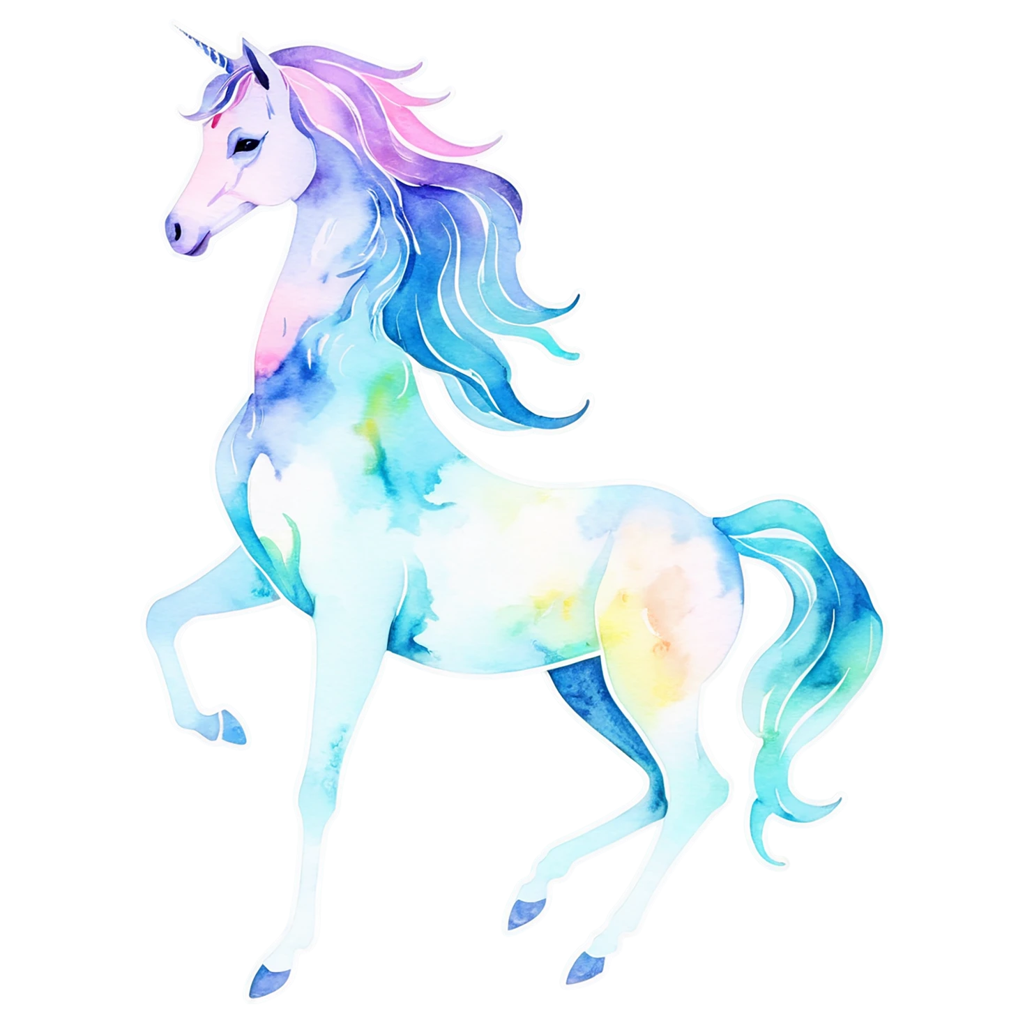 Unicorn watercolor sticker isolated on transparent background #22880