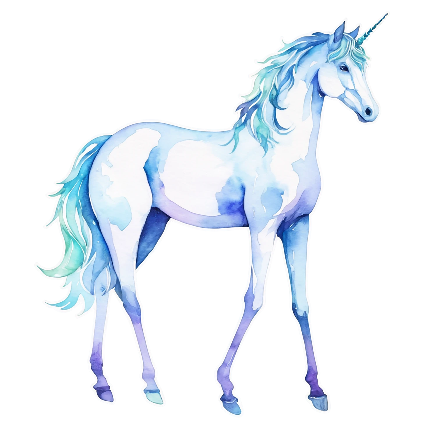 Unicorn watercolor sticker isolated on transparent background #22881