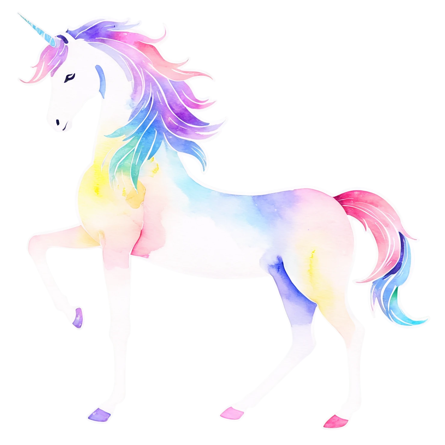 Unicorn watercolor sticker isolated on transparent background #22882