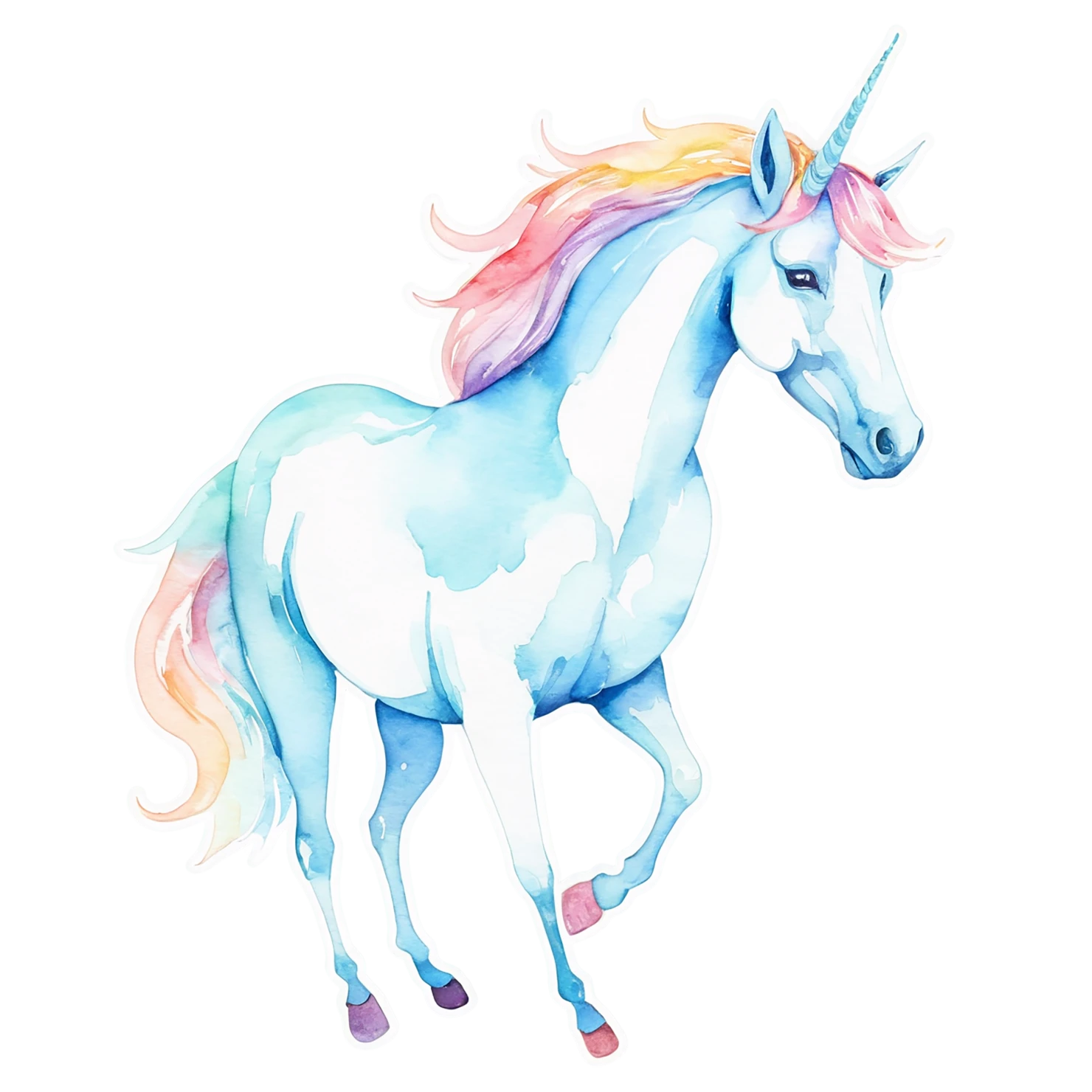 Unicorn watercolor sticker isolated on transparent background #22883