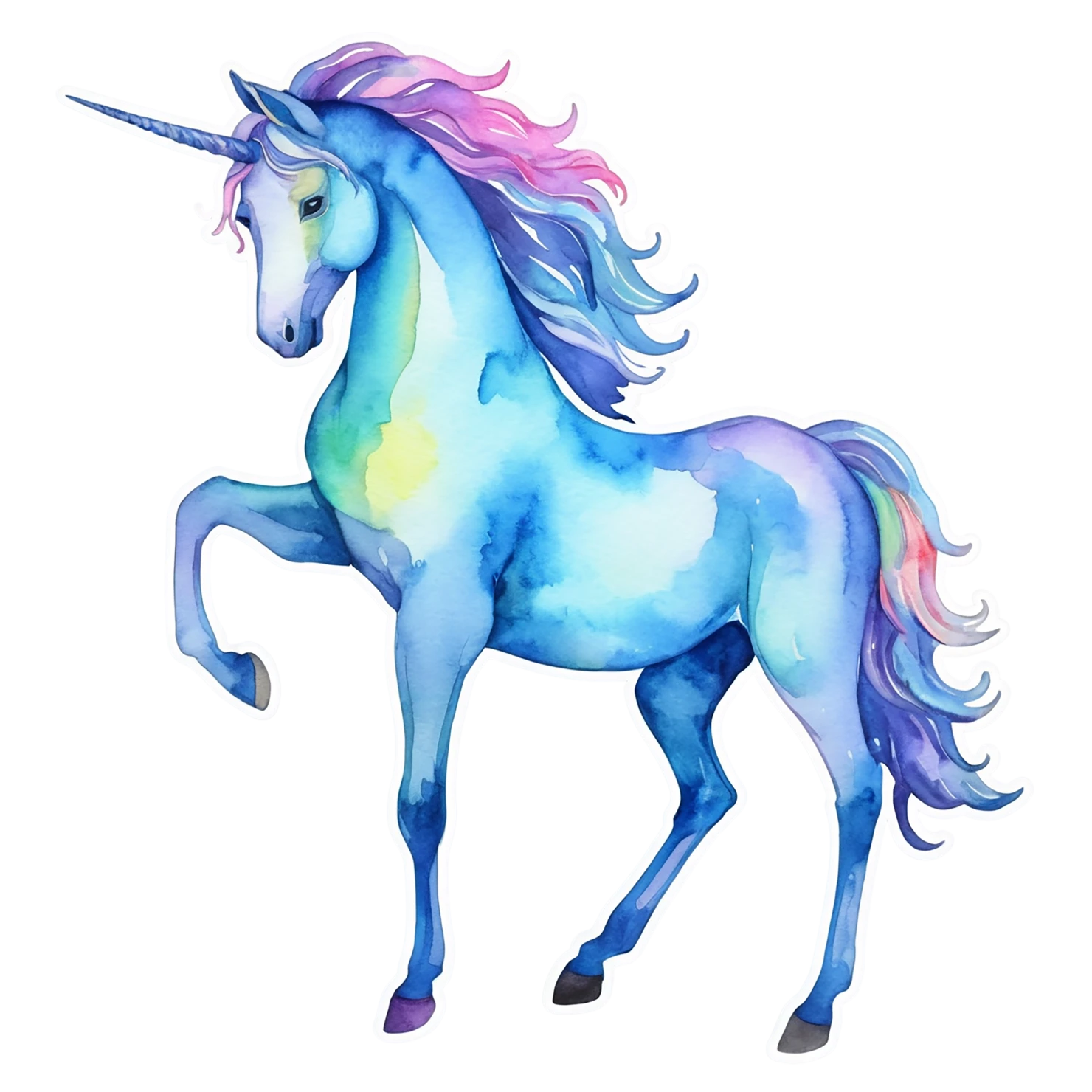 Unicorn watercolor sticker isolated on transparent background #22884