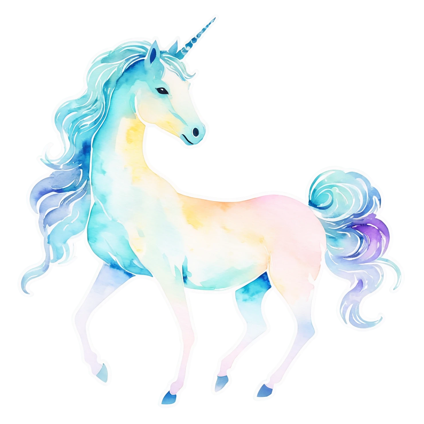 Unicorn watercolor sticker isolated on transparent background #22885