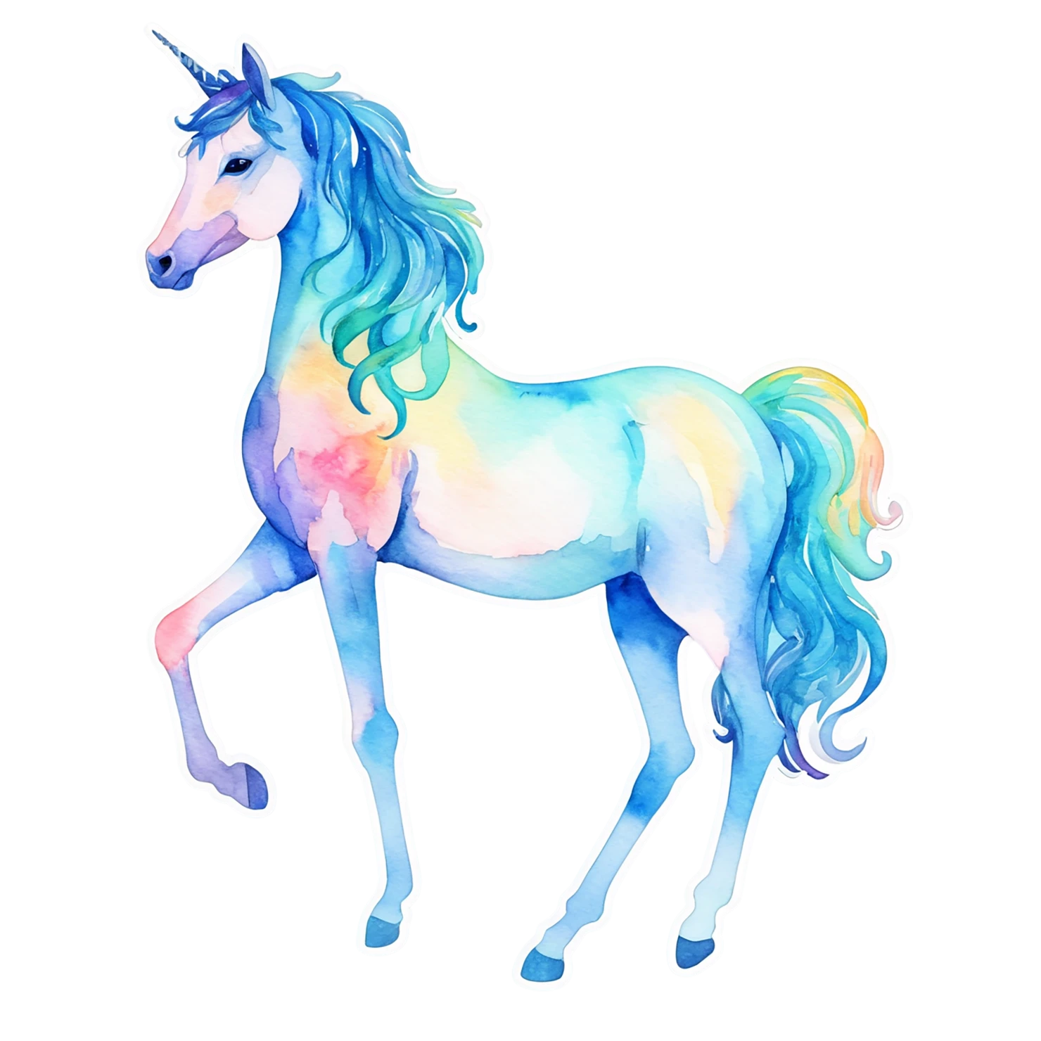 Unicorn watercolor sticker isolated on transparent background #22887