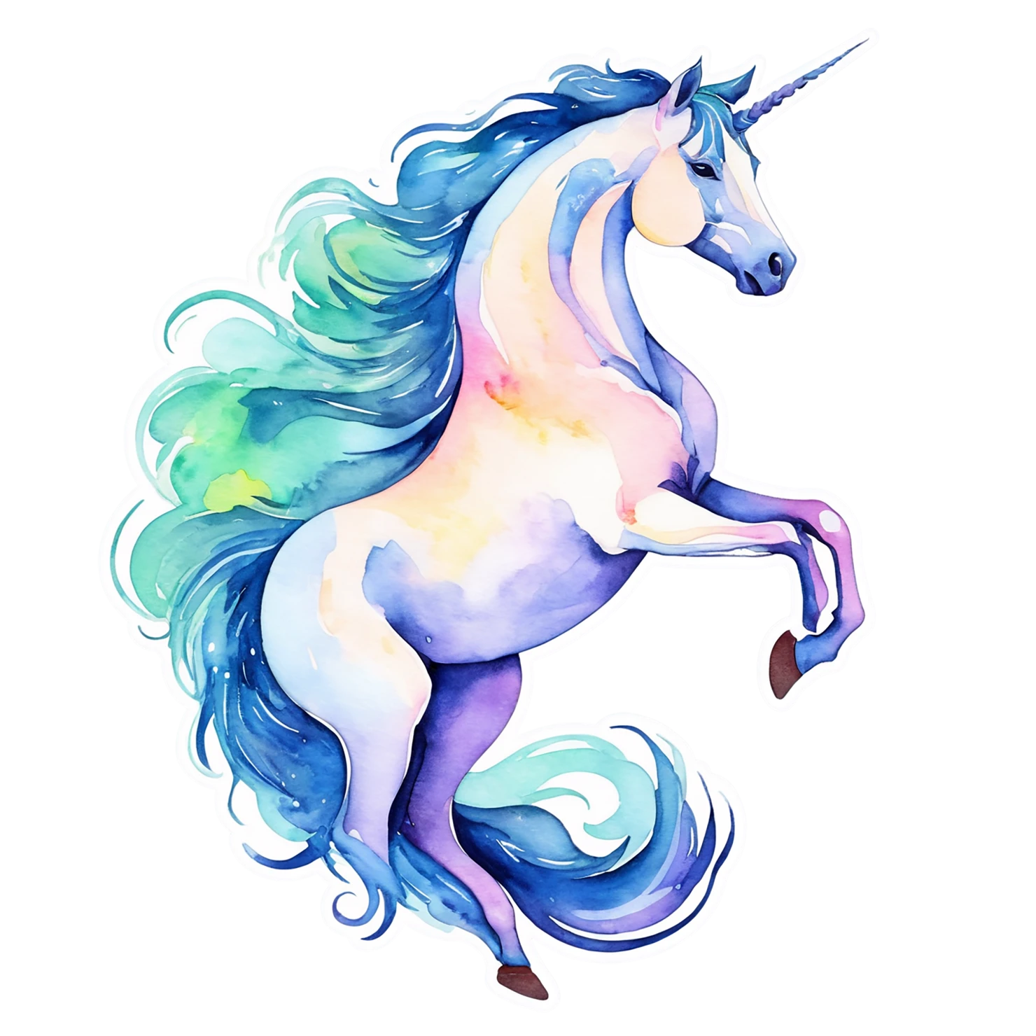 Unicorn watercolor sticker isolated on transparent background #22888
