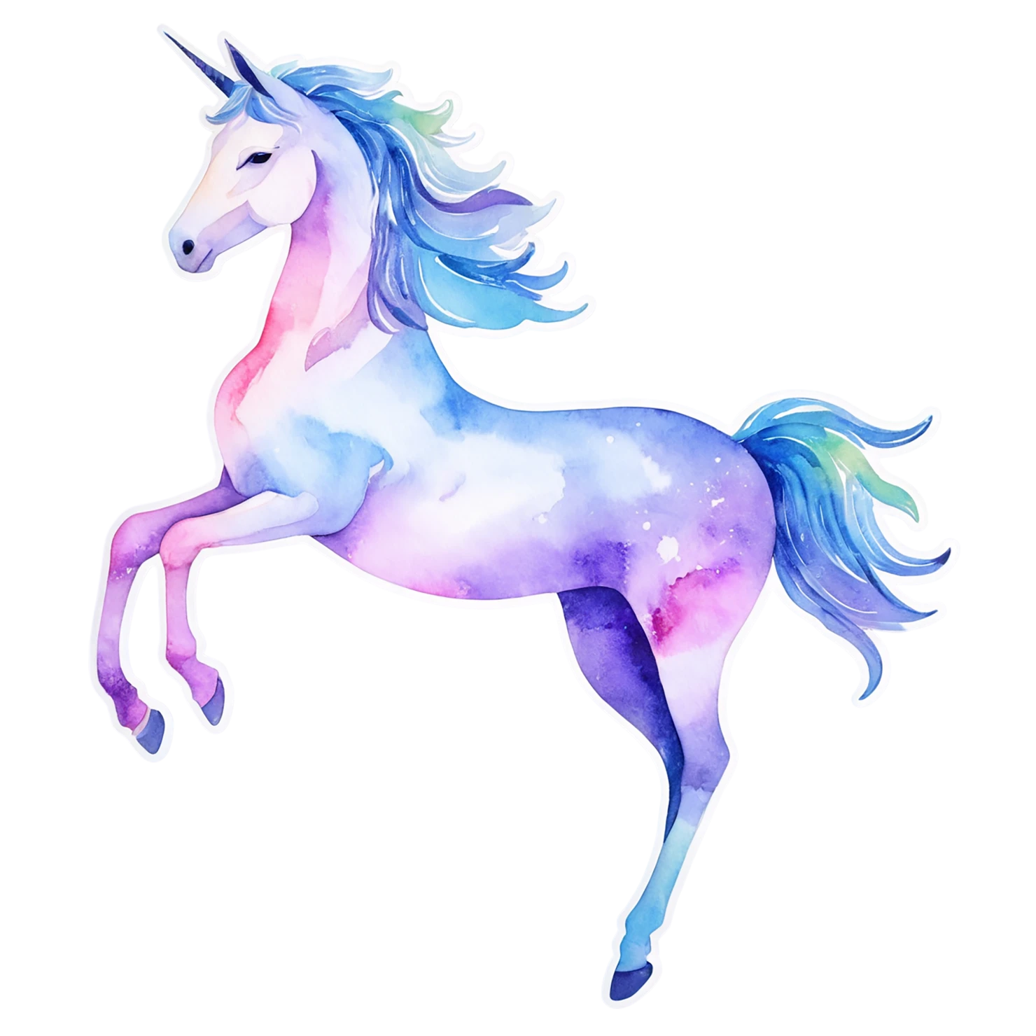 Unicorn watercolor sticker isolated on transparent background #22889