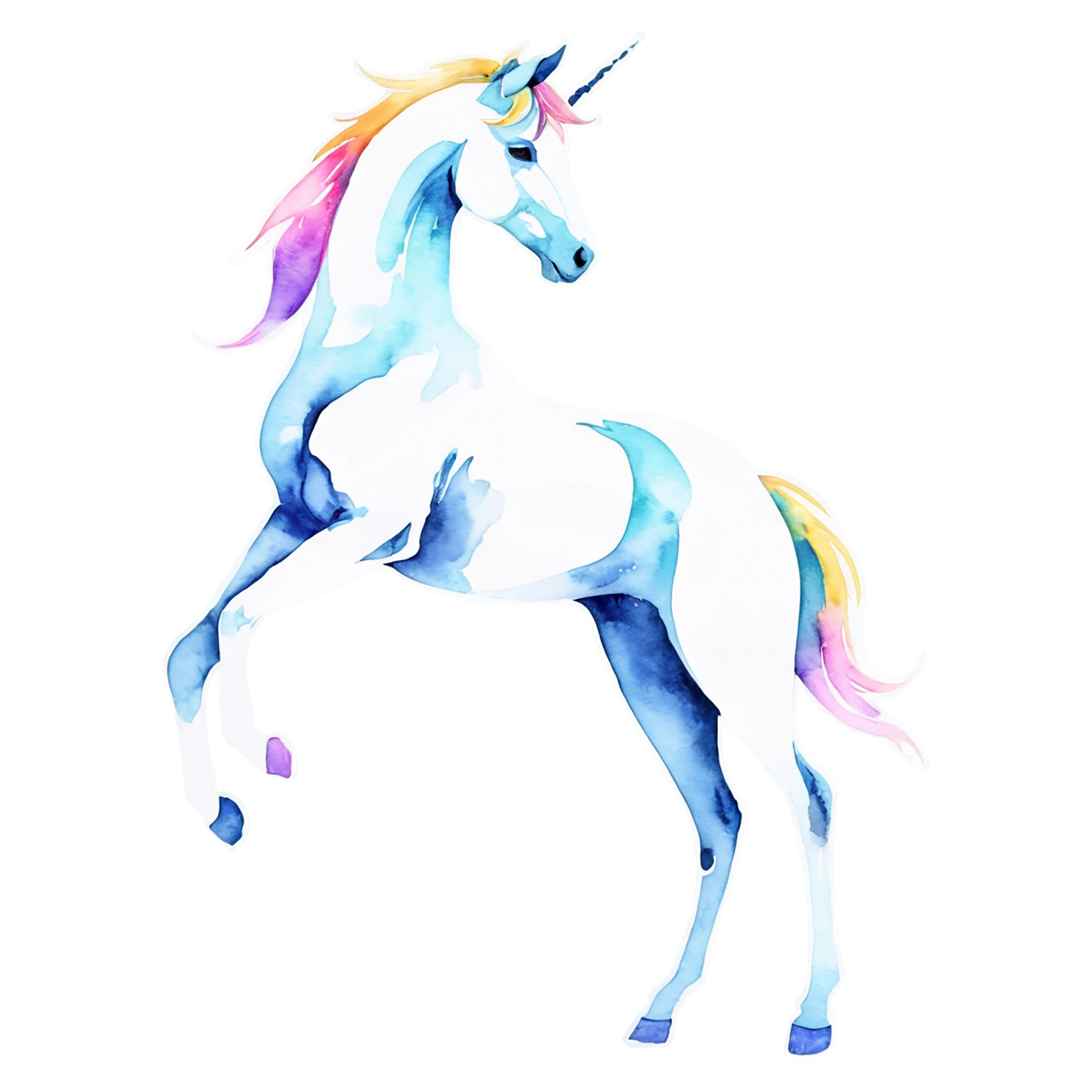 Unicorn watercolor sticker isolated on transparent background #22890