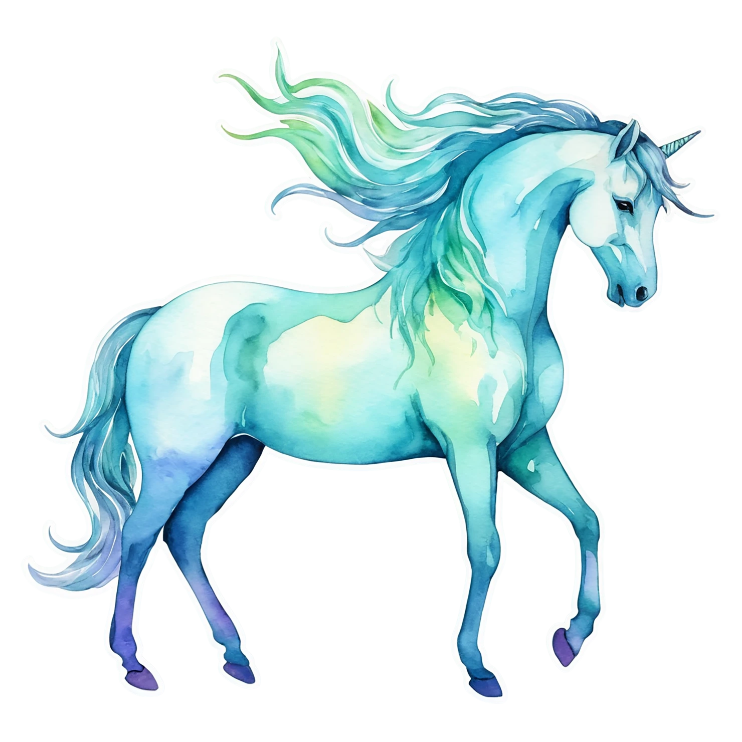 Unicorn watercolor sticker isolated on transparent background #22891