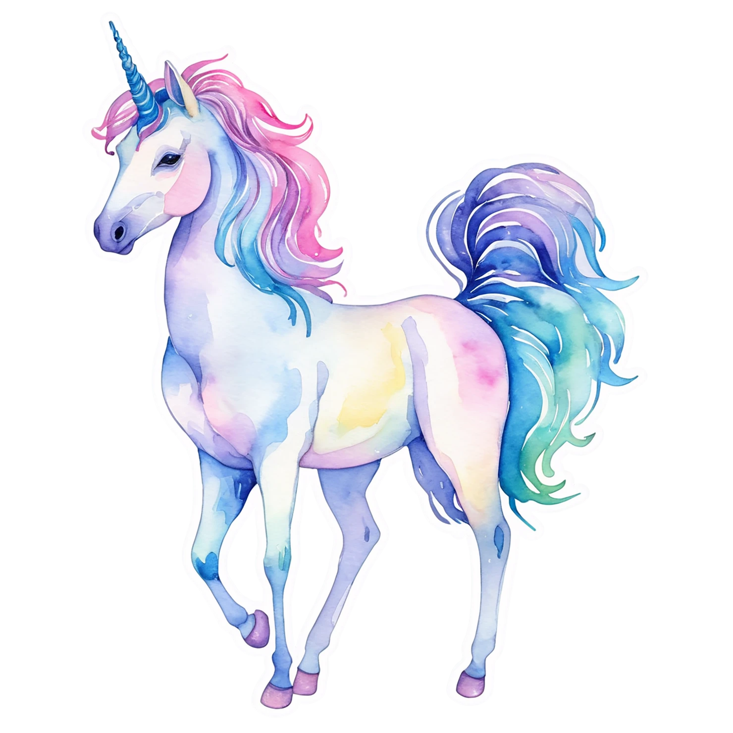 Unicorn watercolor sticker isolated on transparent background #22892