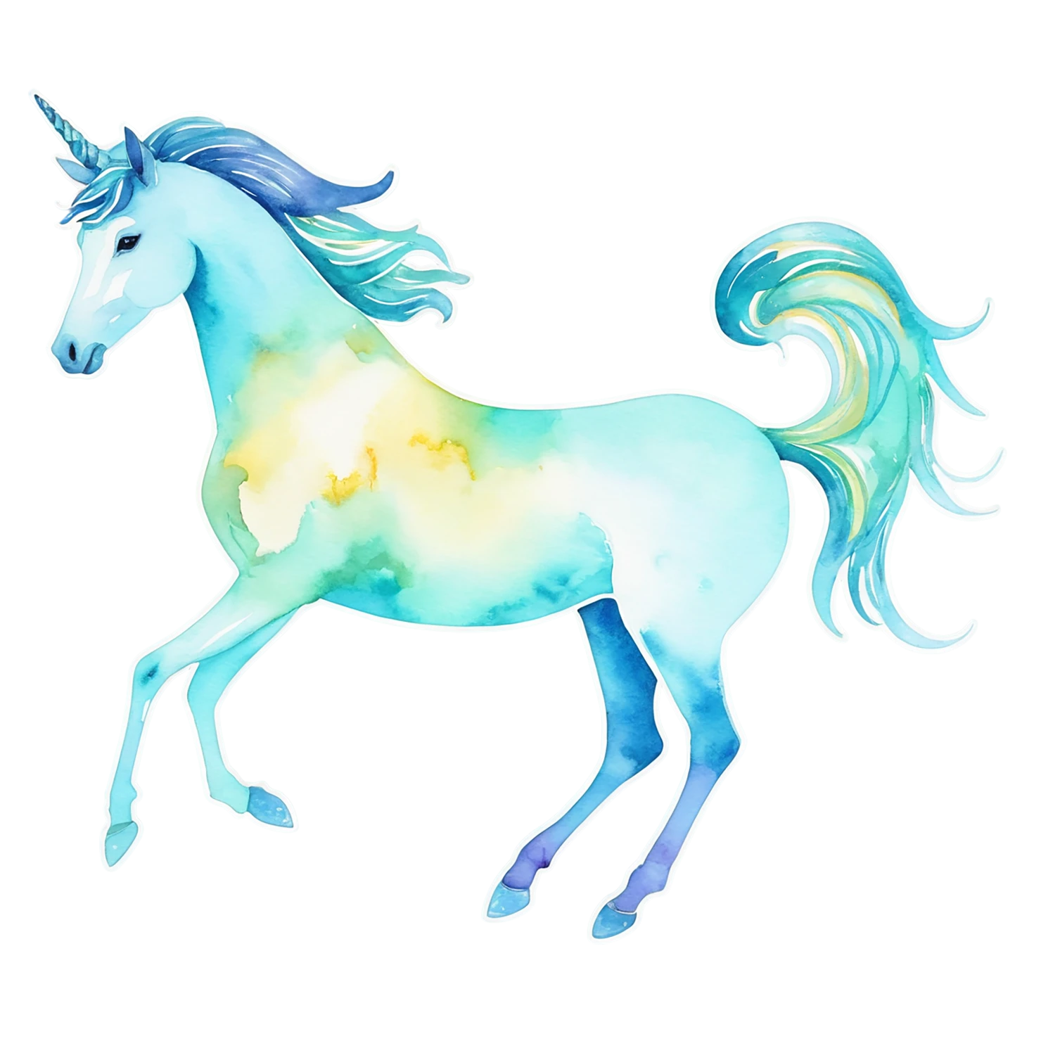 Unicorn watercolor sticker isolated on transparent background #22894