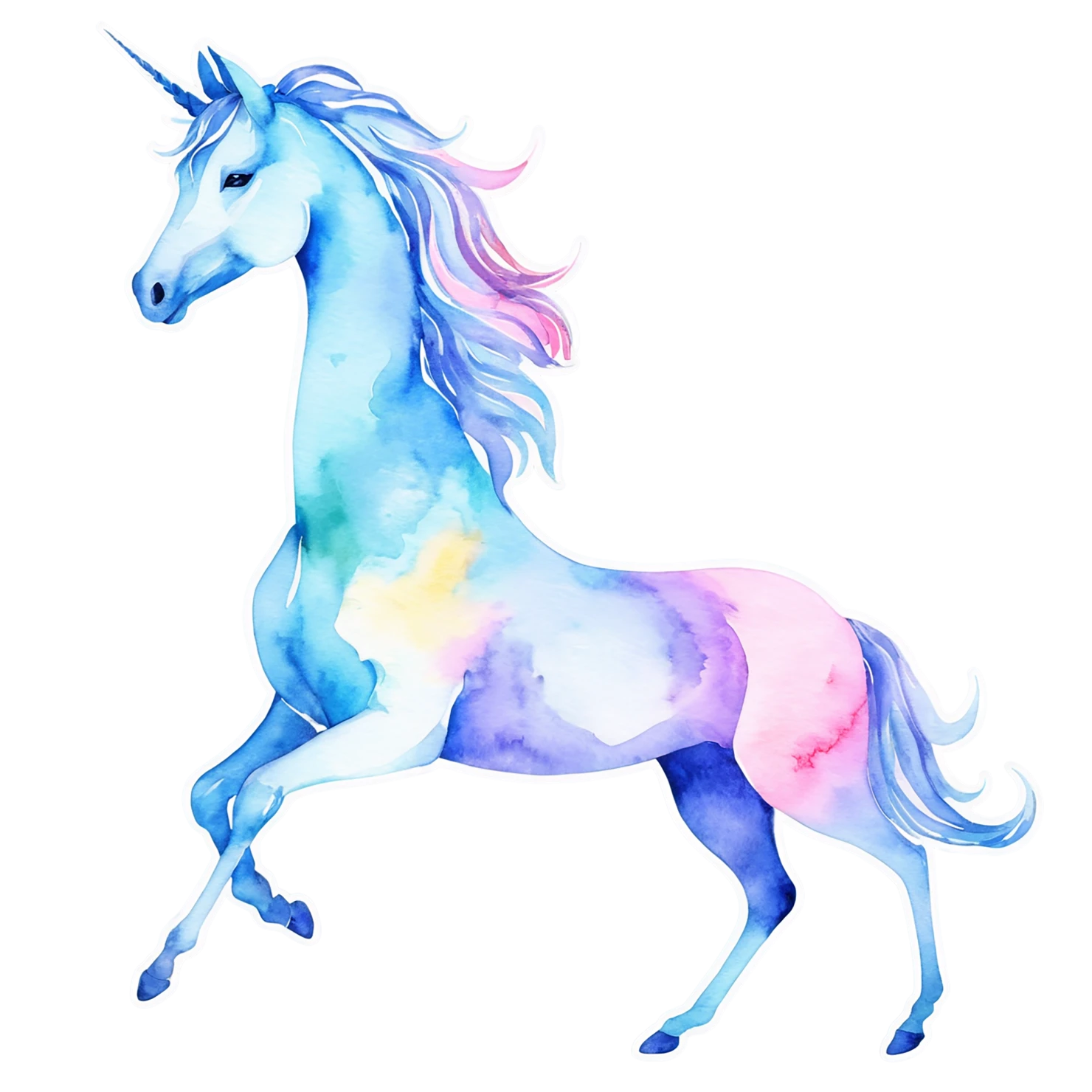 Unicorn watercolor sticker isolated on transparent background #22895