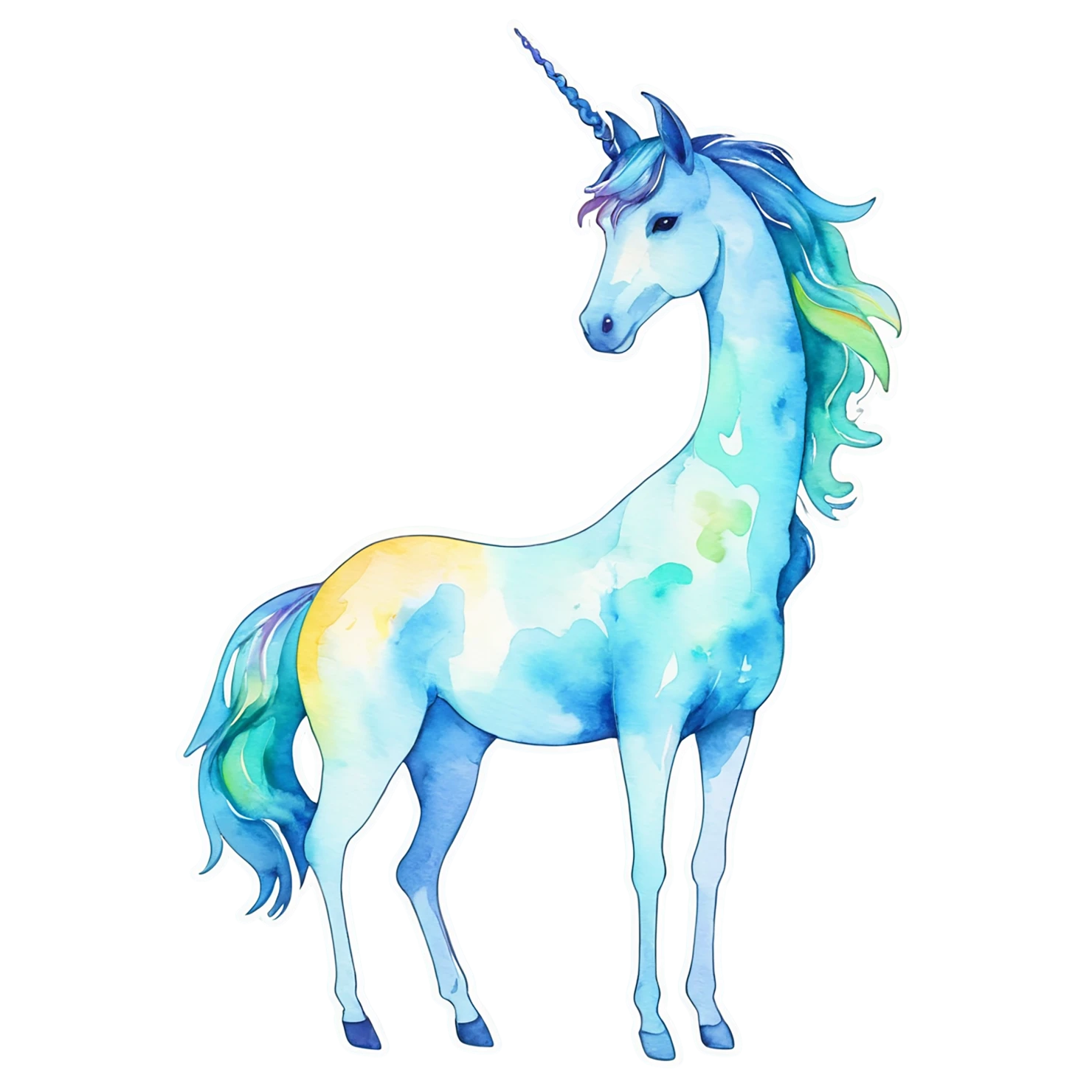 Unicorn watercolor sticker isolated on transparent background #22897