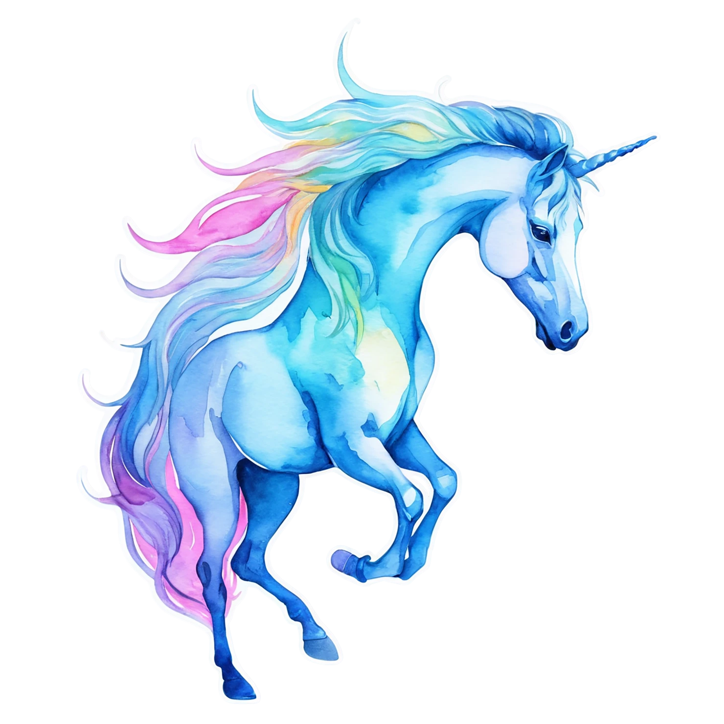 Unicorn watercolor sticker isolated on transparent background #22898