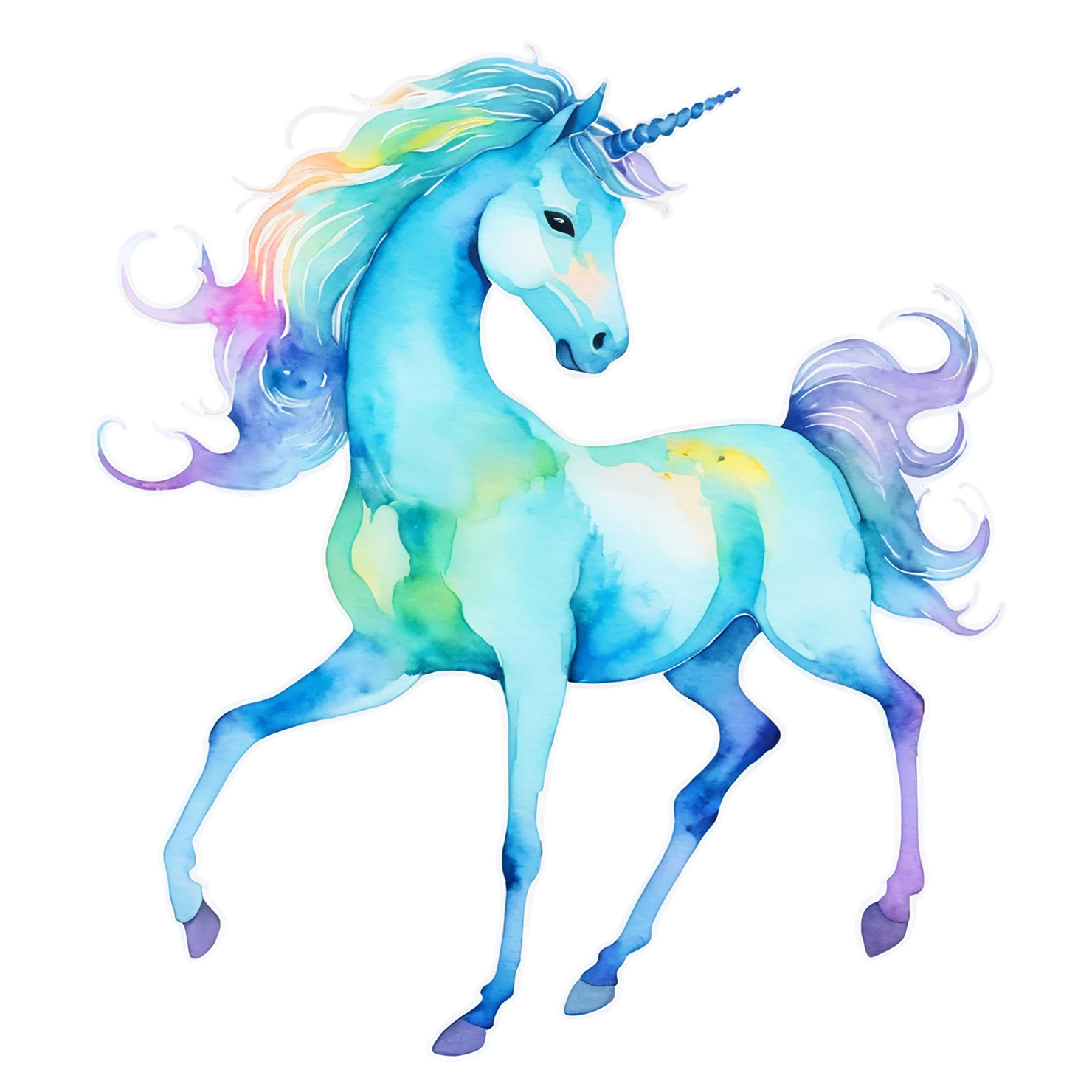Unicorn watercolor sticker isolated on transparent background #22899