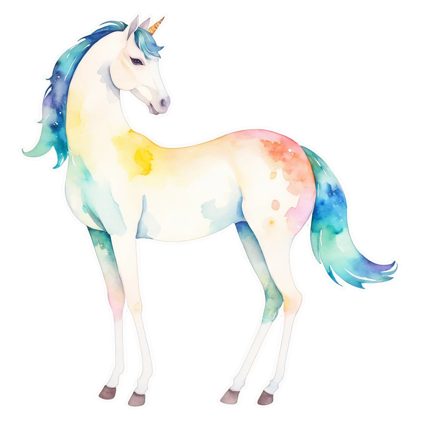 Unicorn watercolor sticker isolated on transparent background #22900