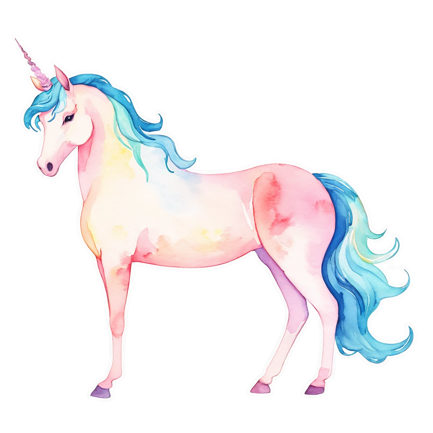 Unicorn watercolor sticker isolated on transparent background #22901