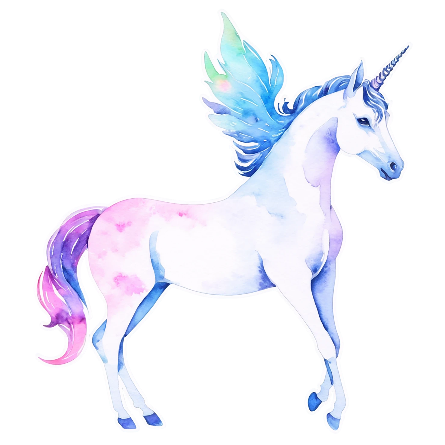 Unicorn watercolor sticker isolated on transparent background #22902