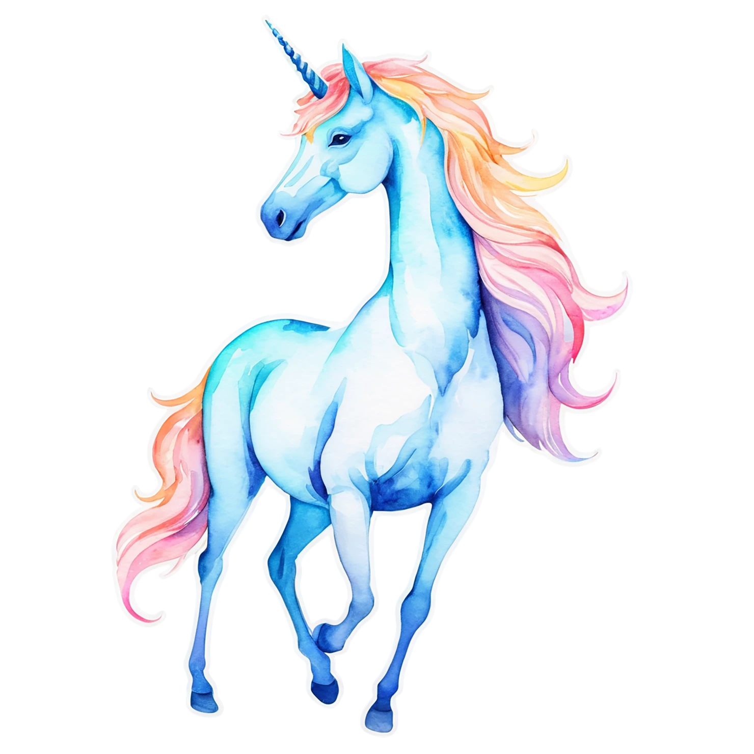 Unicorn watercolor sticker isolated on transparent background #22903