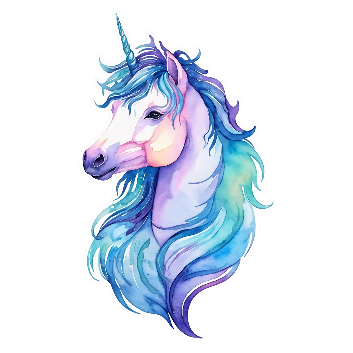 Unicorn watercolor sticker isolated on transparent background #22905