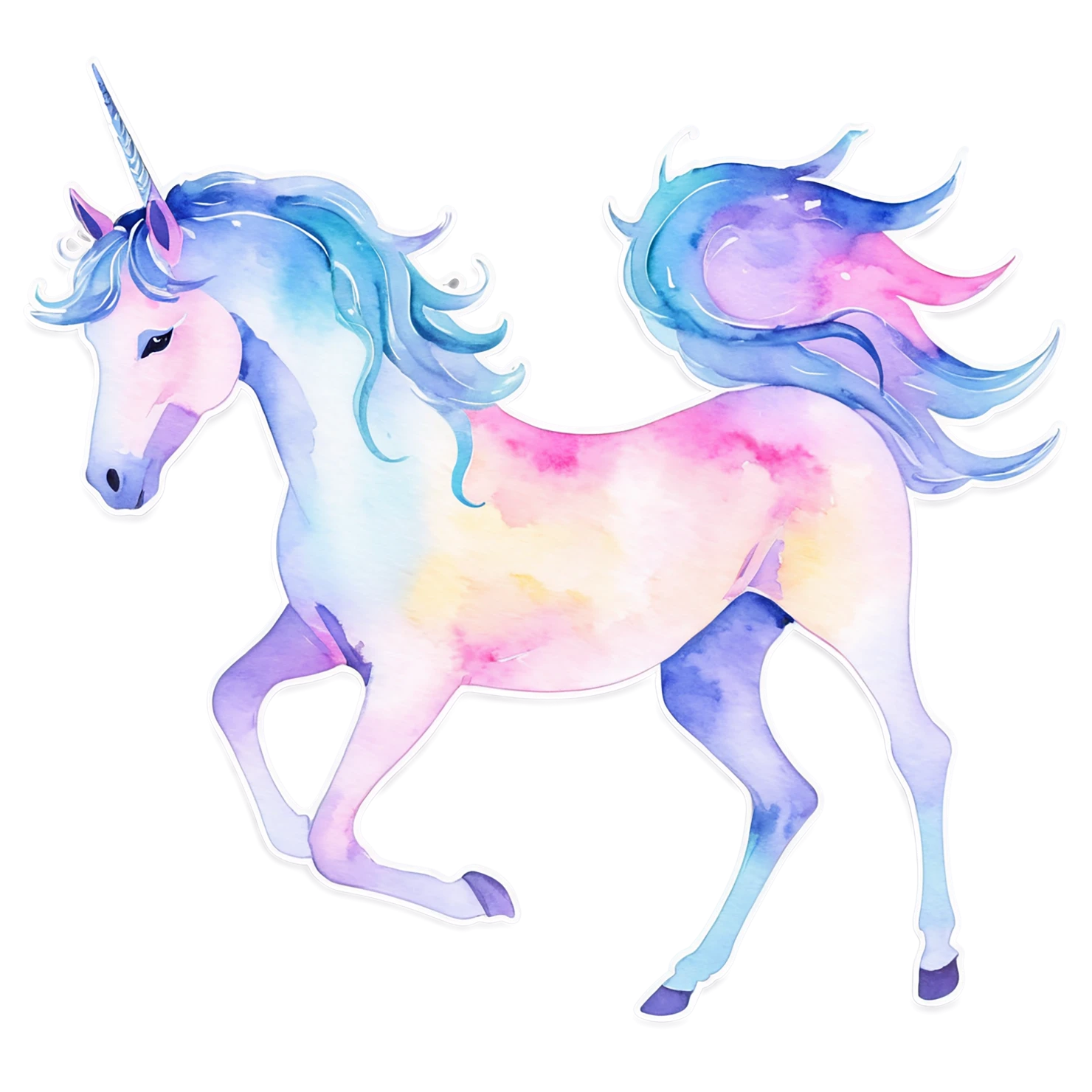 Unicorn watercolor sticker isolated on transparent background #22907