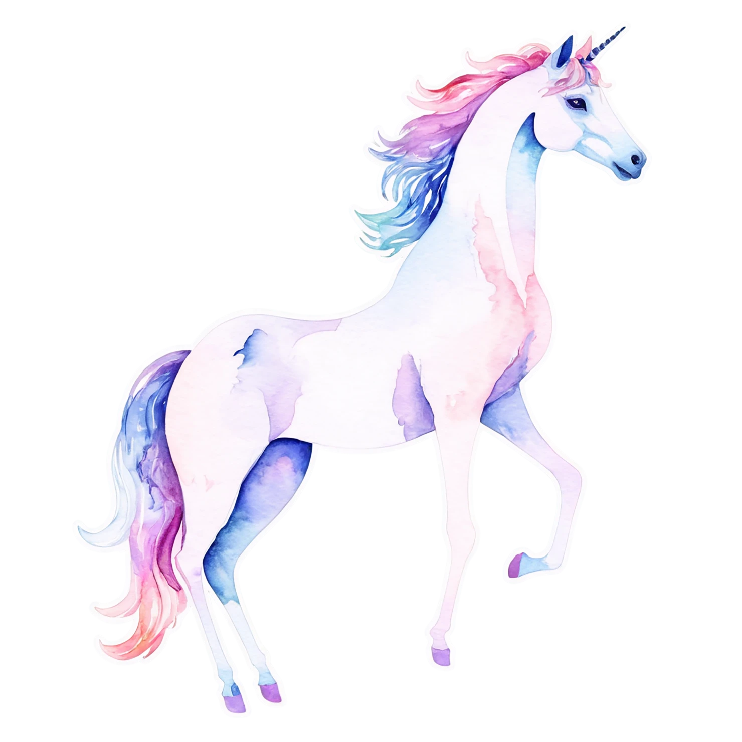 Unicorn watercolor sticker isolated on transparent background #22908