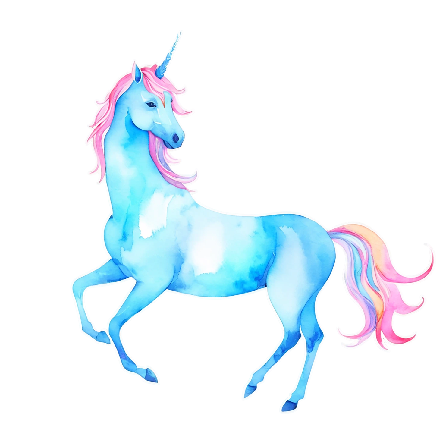 Unicorn watercolor sticker isolated on transparent background #22910
