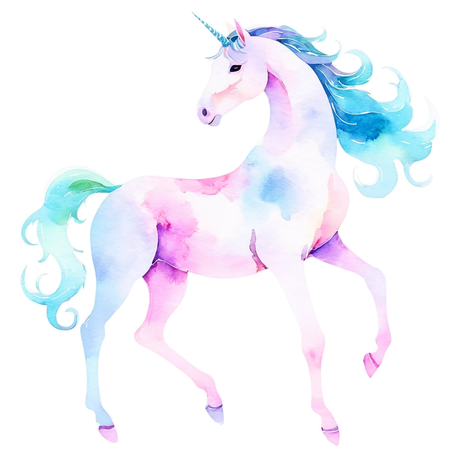 Unicorn watercolor sticker isolated on transparent background #22911