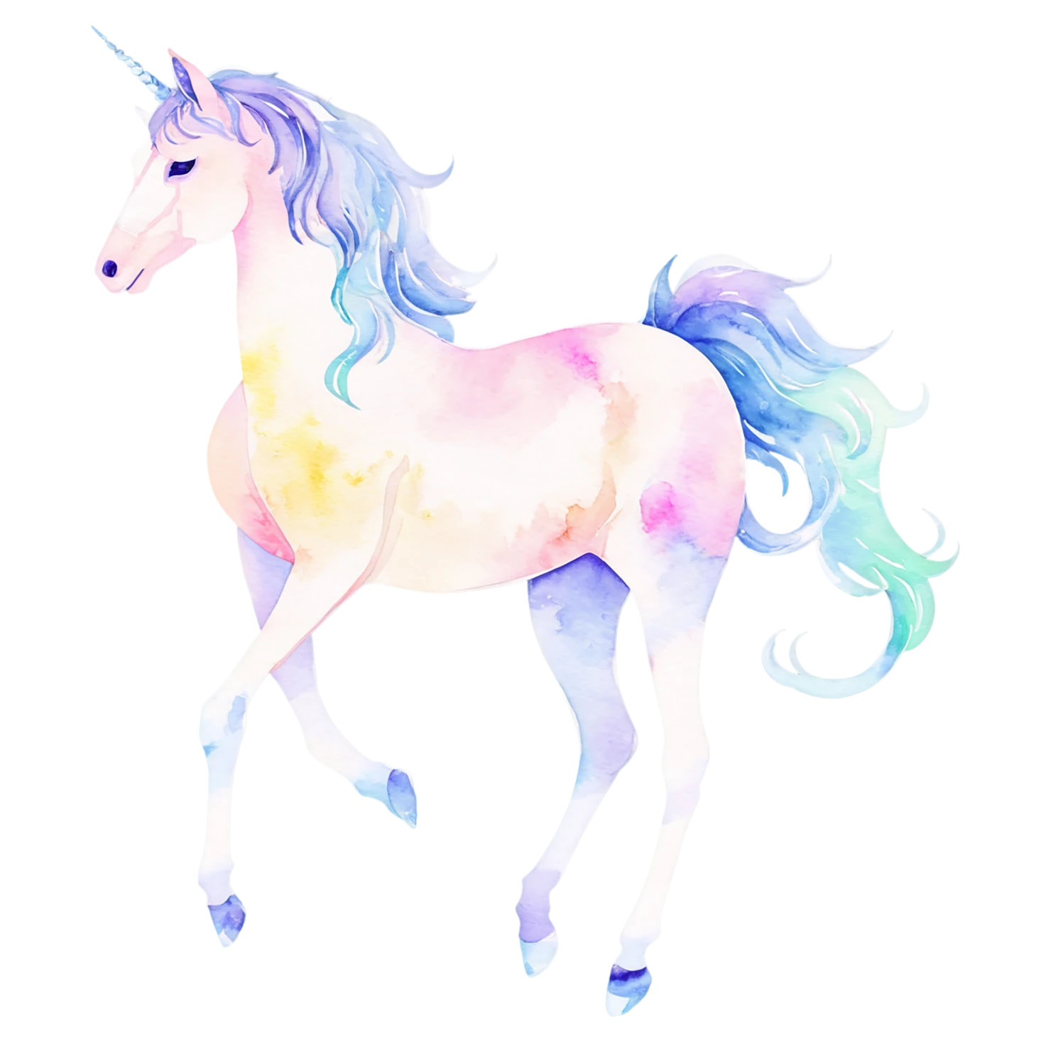 Unicorn watercolor sticker isolated on transparent background #22912