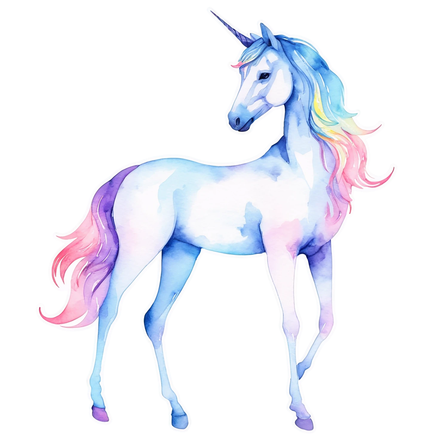 Unicorn watercolor sticker isolated on transparent background #22913