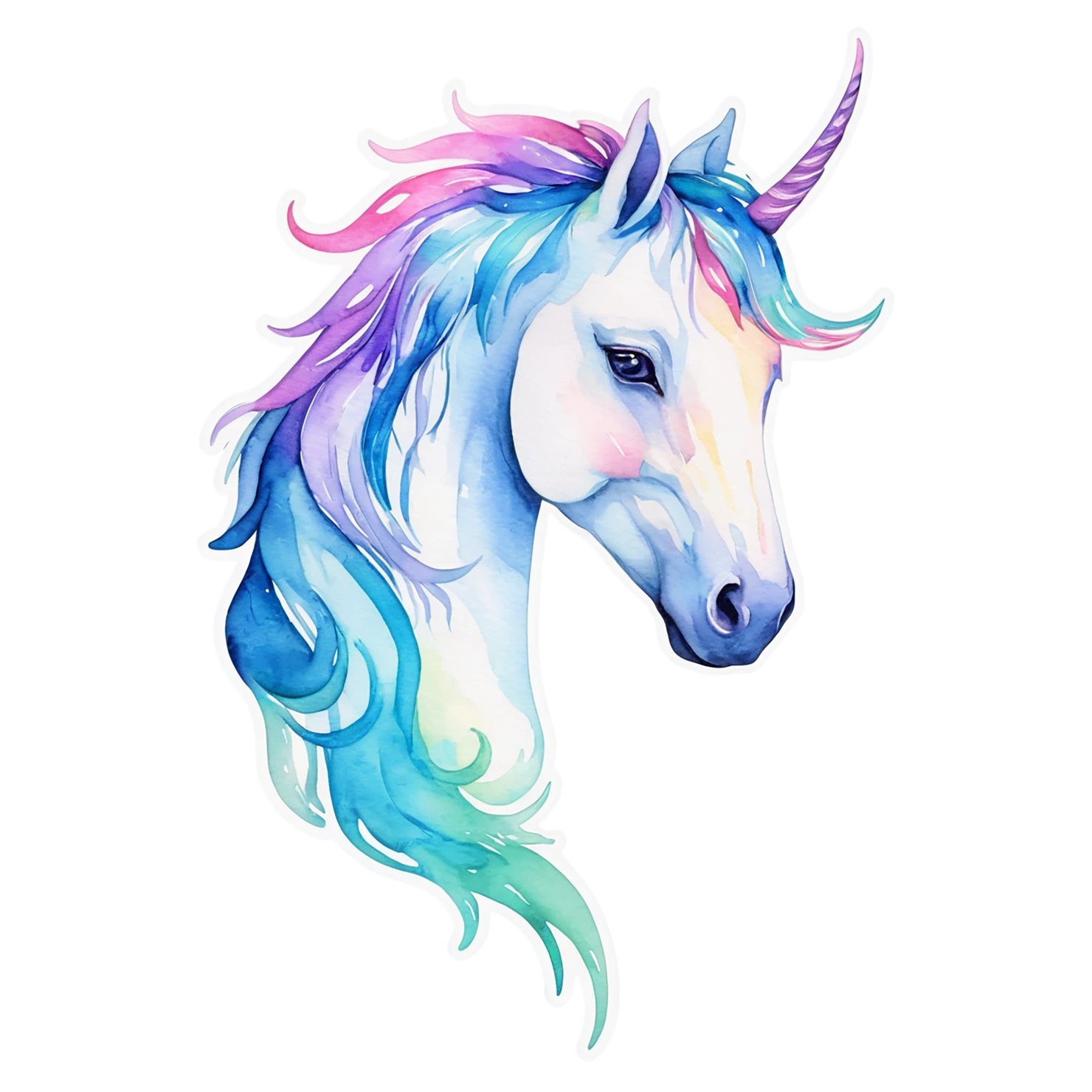 Unicorn watercolor sticker isolated on transparent background #22914