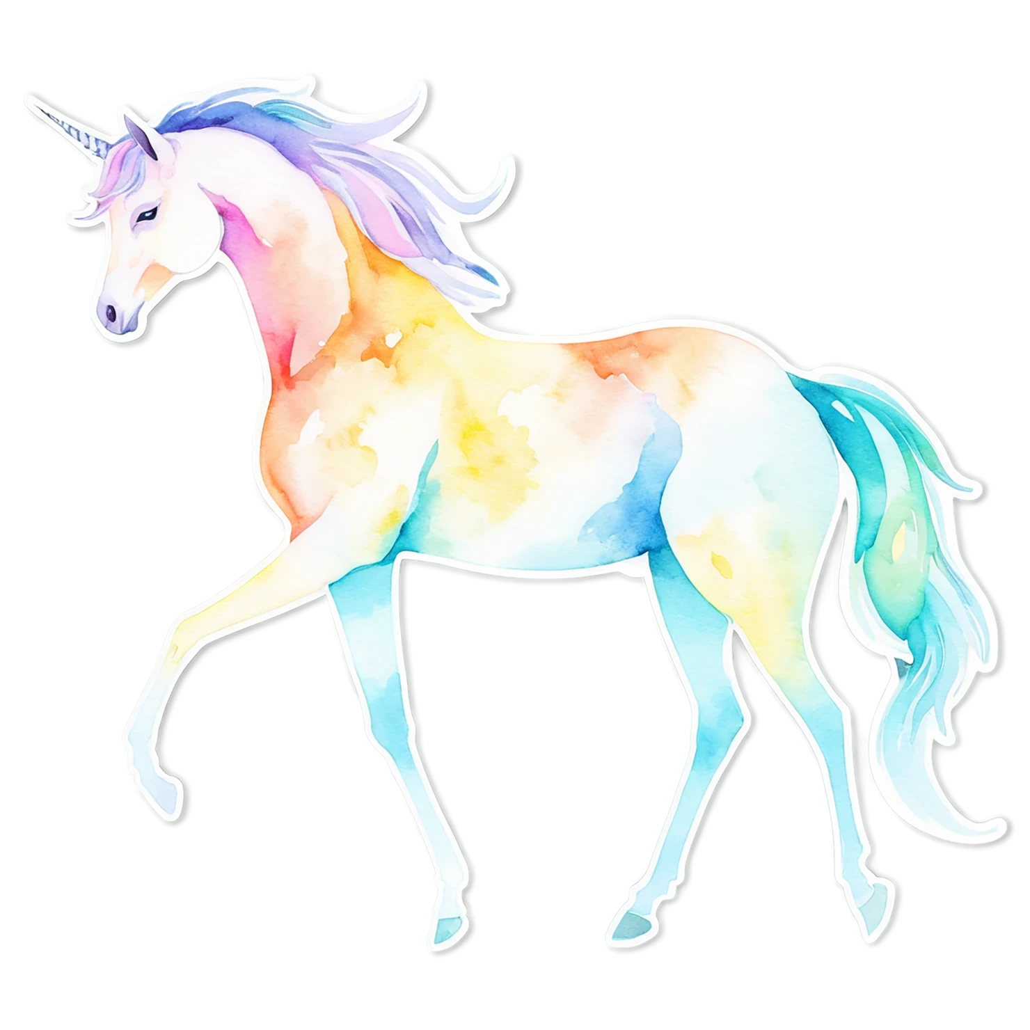 Unicorn watercolor sticker isolated on transparent background #22915