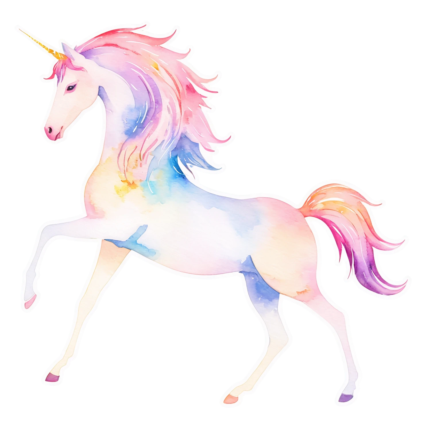 Unicorn watercolor sticker isolated on transparent background #22916