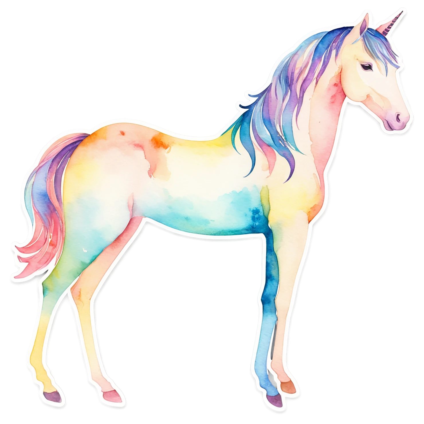 Unicorn watercolor sticker isolated on transparent background #22917