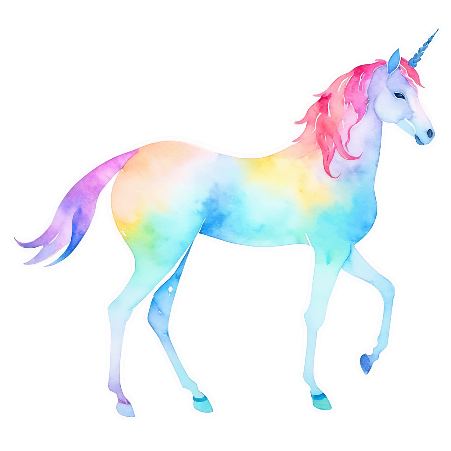 Unicorn watercolor sticker isolated on transparent background #22918