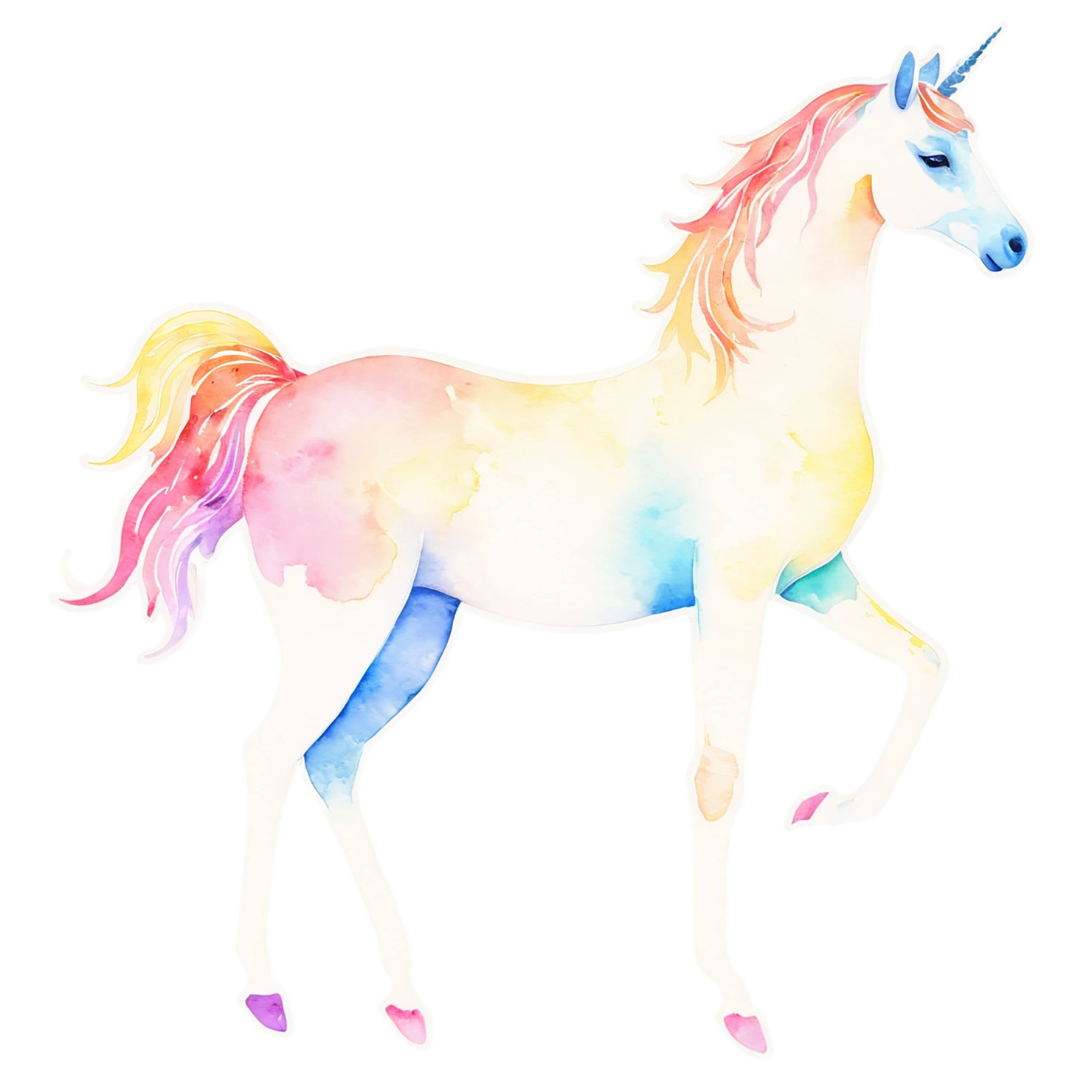 Unicorn watercolor sticker isolated on transparent background #22919