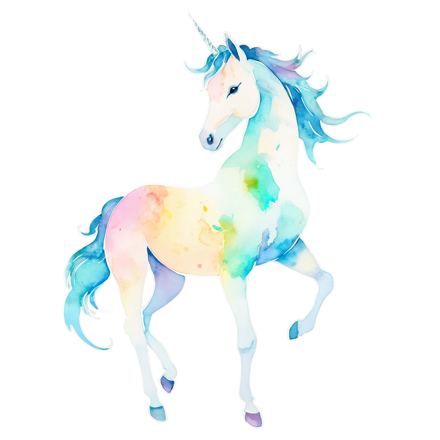Unicorn watercolor sticker isolated on transparent background #22920
