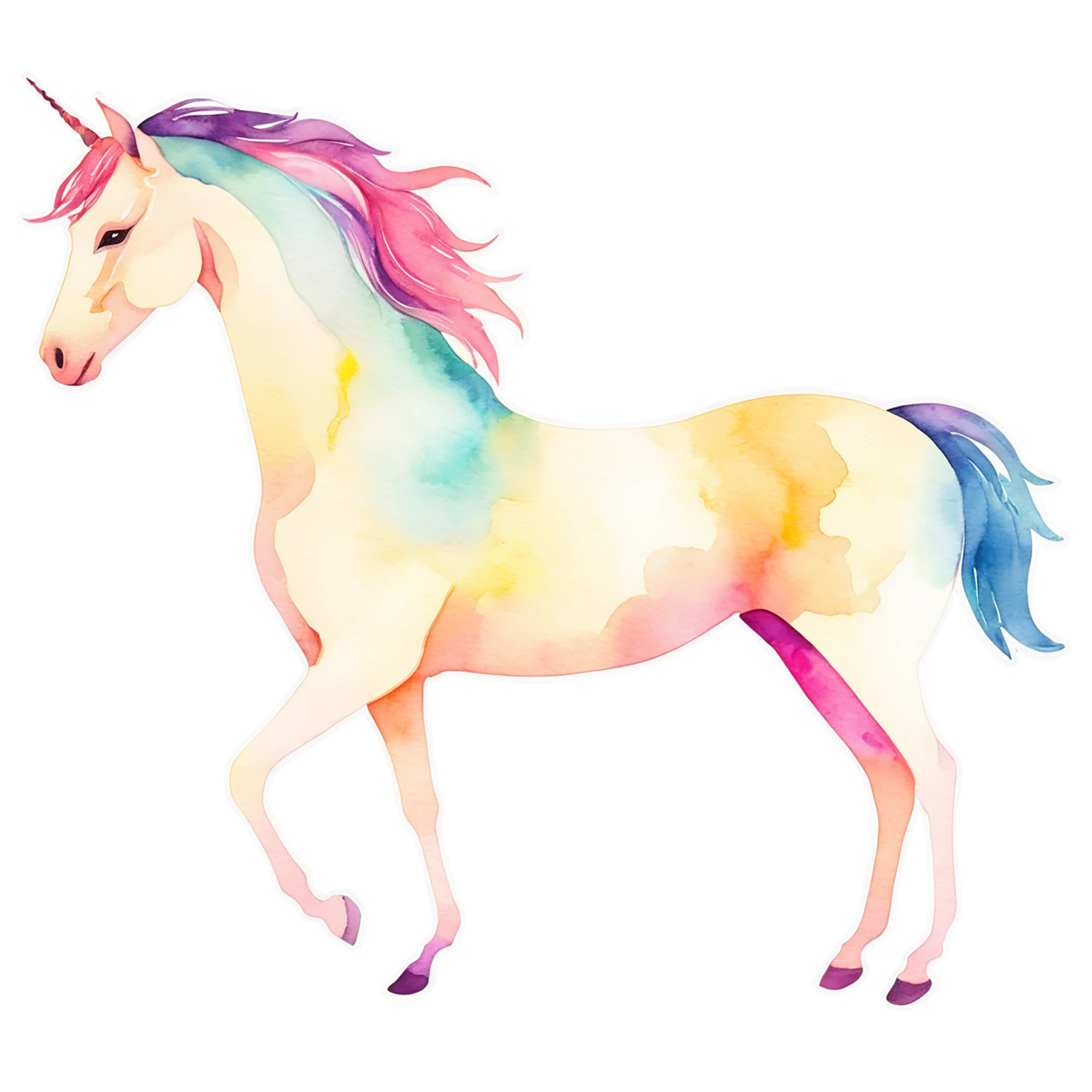 Unicorn watercolor sticker isolated on transparent background #22922