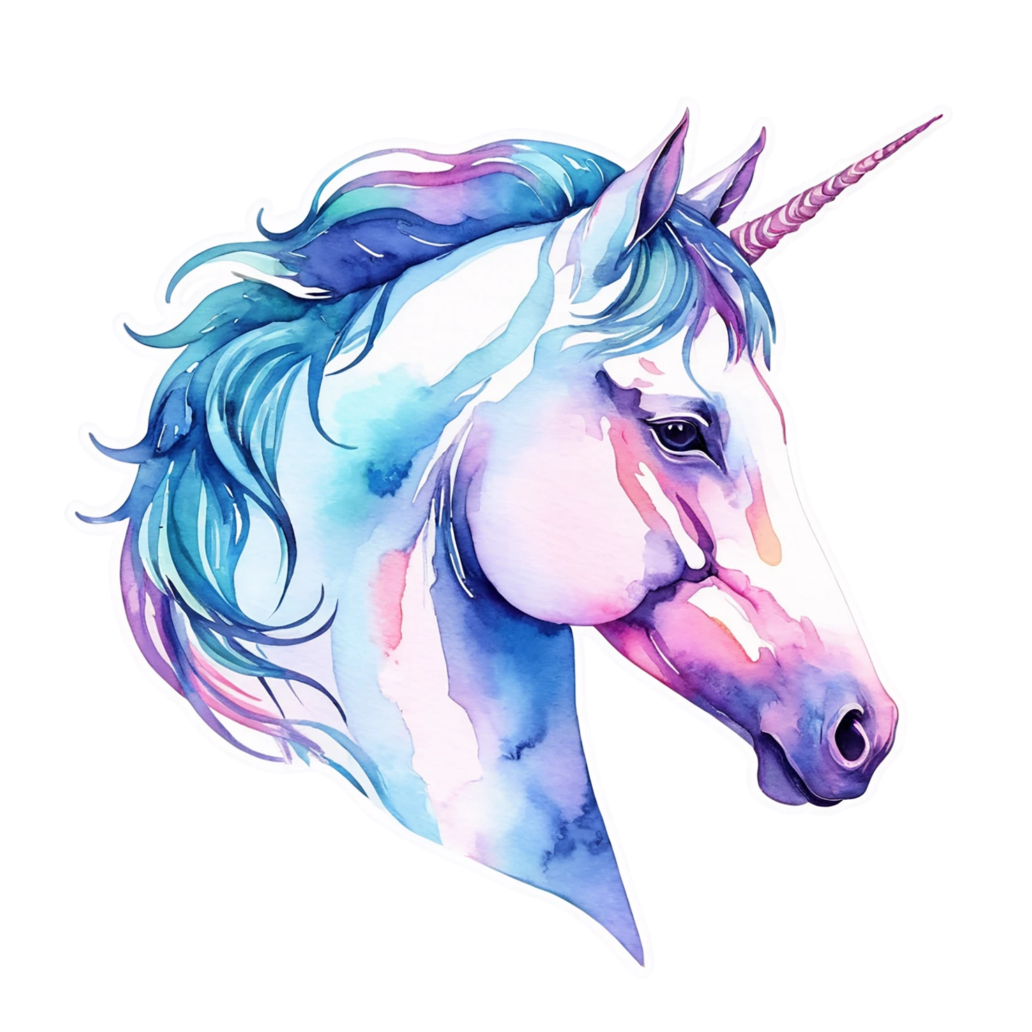 Unicorn watercolor sticker isolated on transparent background #22923