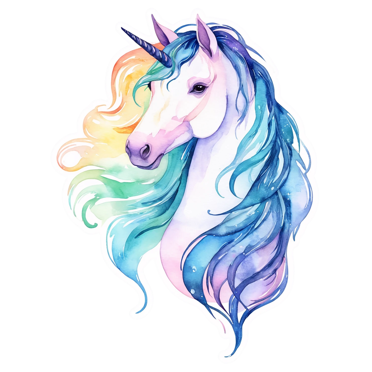 Unicorn watercolor sticker isolated on transparent background #22925