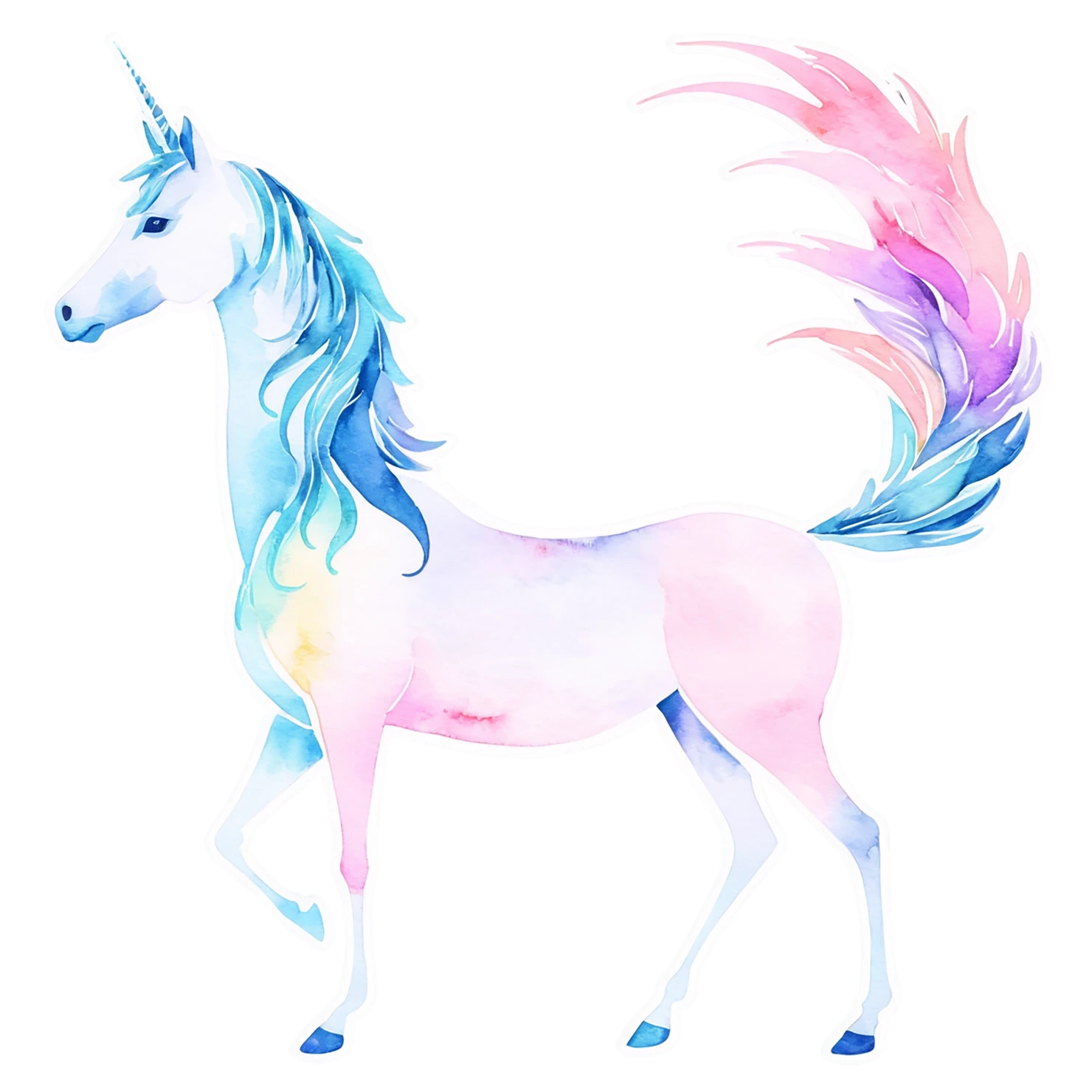 Unicorn watercolor sticker isolated on transparent background #22926