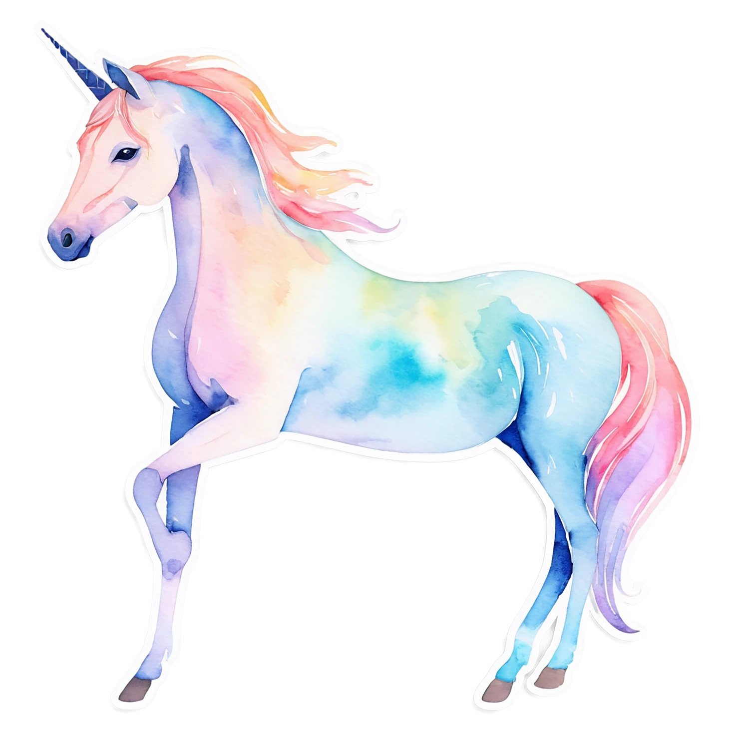 Unicorn watercolor sticker isolated on transparent background #22927