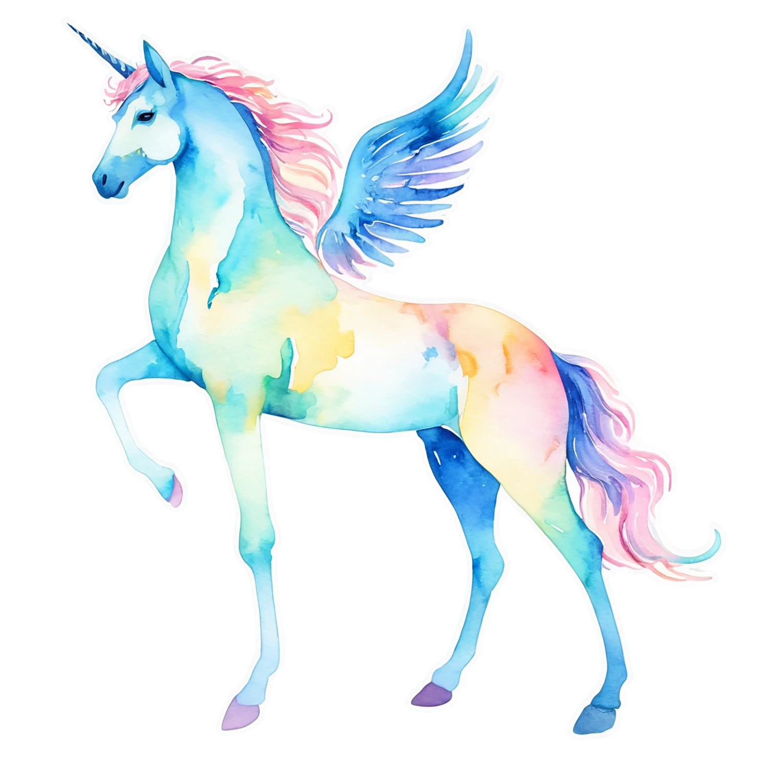Unicorn watercolor sticker isolated on transparent background #22928