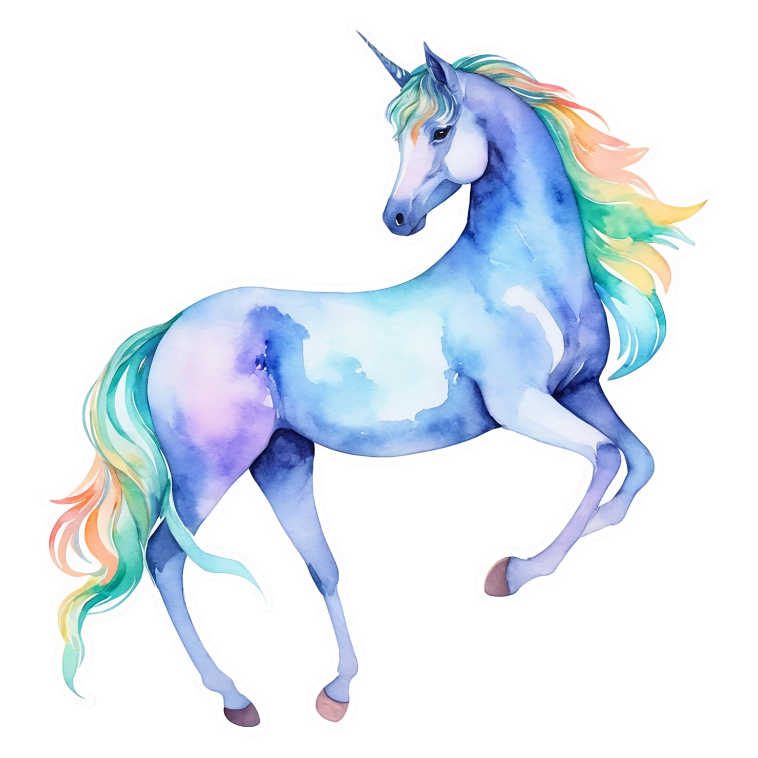 Unicorn watercolor sticker isolated on transparent background #22929