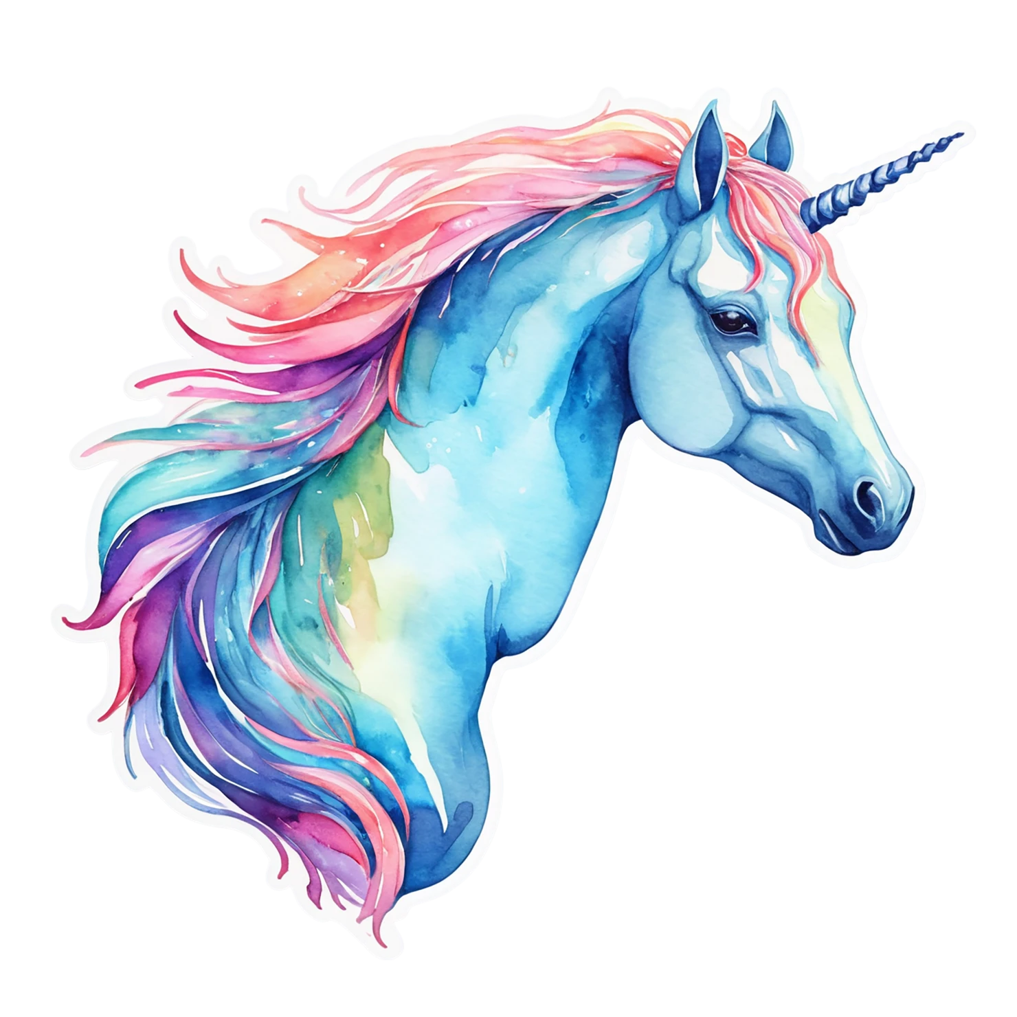Unicorn watercolor sticker isolated on transparent background #22930