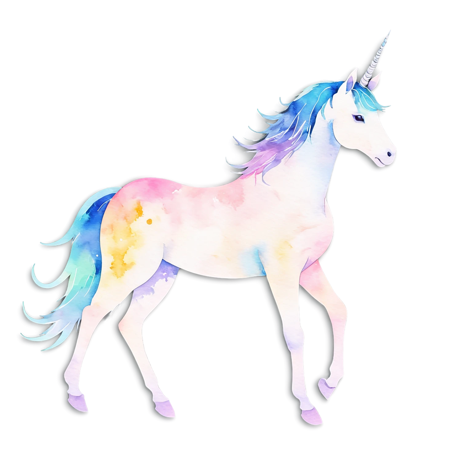 Unicorn watercolor sticker isolated on transparent background #22932