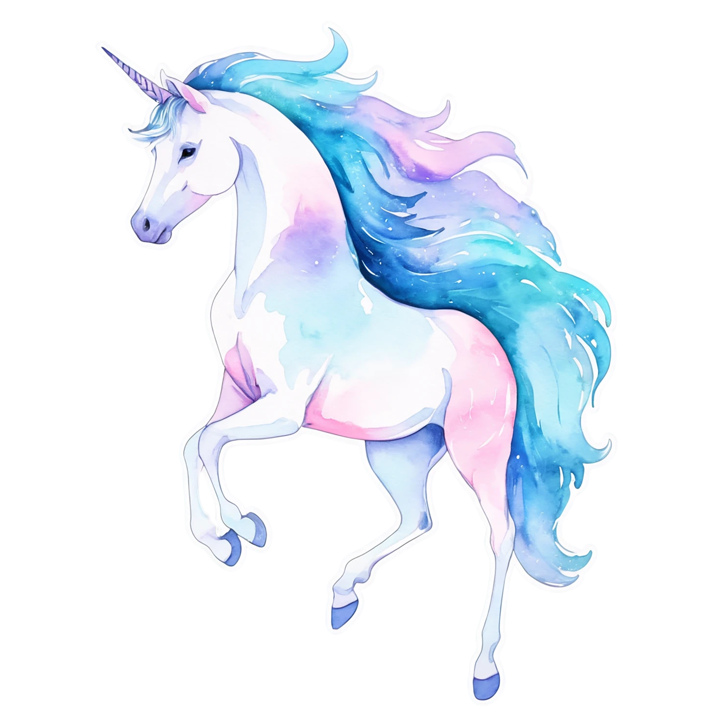 Unicorn watercolor sticker isolated on transparent background #22933
